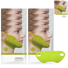 Ruwnii 8 Pack V-Lifting Mewing Band, Cooling Chin Mask for Women, V Line Face Lifting Strap to Reduce Puffiness, Tighten Sagging Jawline & Double Chin, Facial Contouring Pore Care
