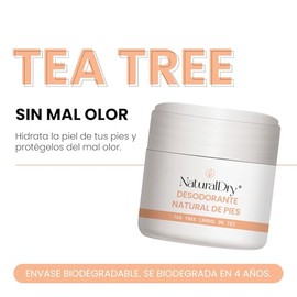 NaturalDry Pack de 3 desodorantes en formato crema para PIES - Viene en un tarro - Fabricado 100% Natural - Ideal para hidratar y evitqr mal olor con aroma a Aceite esencial de Tea Trea