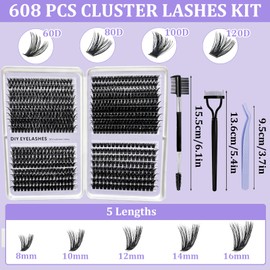 YOCHLEY 608 PCS Individual Eyelashes Lash Clusters, Cluster Lashes Kit