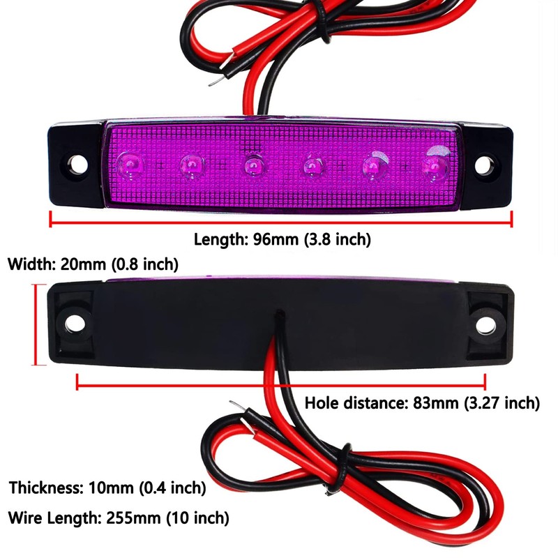 KEING Purple 3.8" 6 LED Trailer Marker Lights Sealed, LED