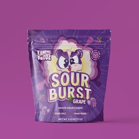 Kanpai Grape SOUR Burst - Chewy Filled Candy - Gift of One, 2.5 oz. Resealable Bag By Lyza's Sweets & Treats