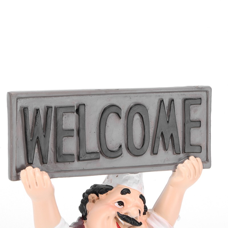 Chef Sculpture Raise Your Hands Welcome Resin France Cook Ornaments