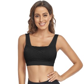 Litthing Lace Bralettes for Women Padded Sports Bra Seamless Plus Size Tank Tops Wirefree Comfort Yoga Cami T Shirt Bras
