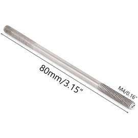 TOP-VIGOR 5Pcs Double End Threaded Stud Screw Bolt, M4x80mm 304 Stainless Steel Rod Bolts Thread Reducer Adapter, Adjustable Push Rod Stud for Furniture Hardware Machinery Maintenance and Fixes