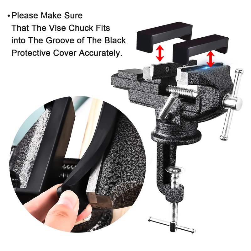 GOXAWEE Universal Bench Vise, 3.15 Inch Table Clamp, 360° Swivel