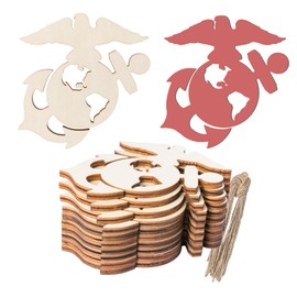 U.S Marine Corps Symbol Shape Wooden Cutout Wood Art Unfinished Ornaments for Party Tribute Home Decor Memorial Military Door Hanger Decoration 10 Pcs