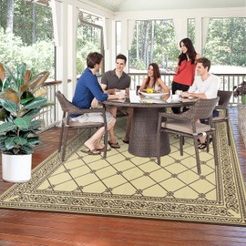 HiiARug Outdoor Patio Rugs 6x9Ft Outside Rugs Patio Waterproof Plastic Straw RV Camping Rug Reversible Mats Large Floor Mat and Rug for Patio, Backyard, Deck, Picnic, Beach, Trailer (Brown)