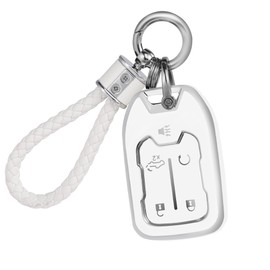 YALNORVA for GMC Chevy Key Fob Cover with Keychain, Key Fob Case Cover Fits for GMC Sierra Acadia Terrain 2500hd 1500 3500hd Yukon Chevy Silverado Suburban Car Accessories Smart Key, White