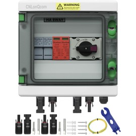 CNLonQcom IP65 Solar PV Combiner Box DC1000V 32A Circuit Breaker with Surge Protector and PV Fuses, 1in 1out Disconnect Switch Outdoor Waterproof for Solar Panels System