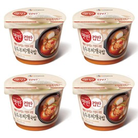 Cupbahn Korean Pre-Cooked Meal with White Rice - 25 Taste by Hetbahn 컵반 햇반 (Soft Tofu Stew, 4 Bowls)