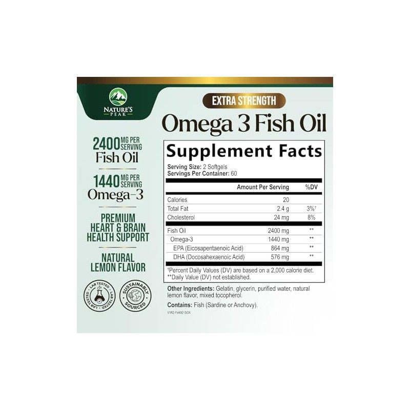 Natures Peak Suplemento de aceite de pescado Omega 3 de