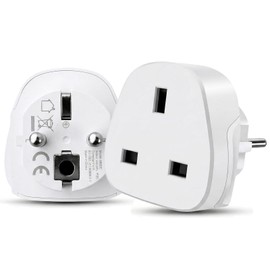 2pack Jsdoin EU Travel Adapter, 13A UK to European Plug Adapter, Europe Converter Type C, E, F for Spain, Italy, Portugal, Germany, Netherlands, Greece, Poland, Turkey and More（2pack)