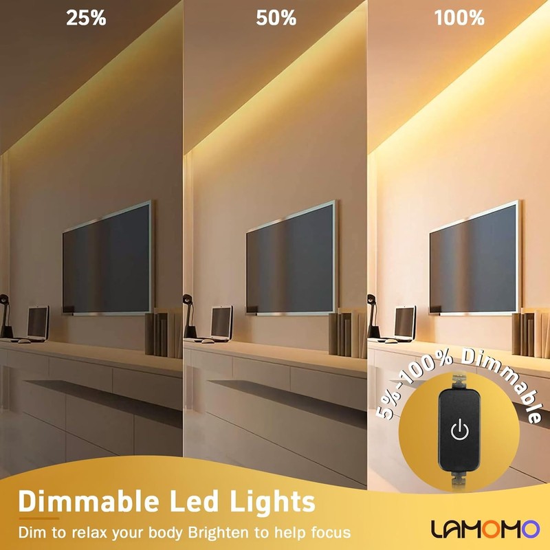 Lamomo Neon Rope Light, 24V Warm White Dimmable Rope Lights,