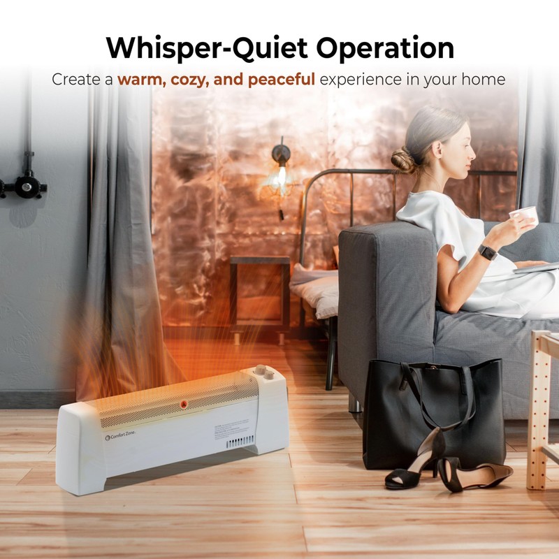 Comfort Zone CZ600 750/1,500-Watt Electric Baseboard Space Heater with Adjustable
