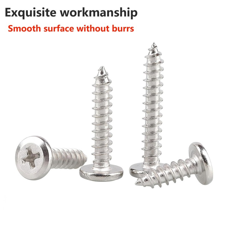 Qrity 20pcs Self Tapping Screws, 304 Stainless Steel Phillips Flat