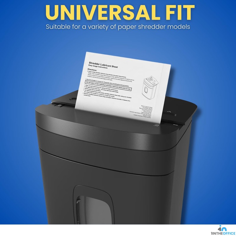1InTheOffice Paper Shredders Lubricant Sheets 8.5" x 6" Shredder Sharpening