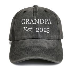 Giavuwn Grandpa Est 2025 Hat for Men Embroidered Vintage Cotton Baseball Cap Promoted to Grandpa Gifts-Black