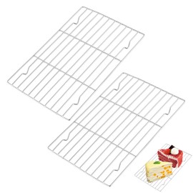 2PCS Cooling Rack High Temperature Resistance Baking Rack Rectangle Grill Oven Rack Wire Cooling Rack Baking for Baking Grilling Cooking Cakes Pizzas Meat Baking Pans or Bread(21.5 x 14.5 CM)