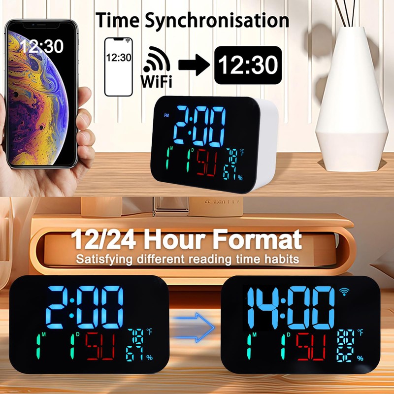ZAICOLER Smart Clock Real Time Time, Date, Weekday Display Large