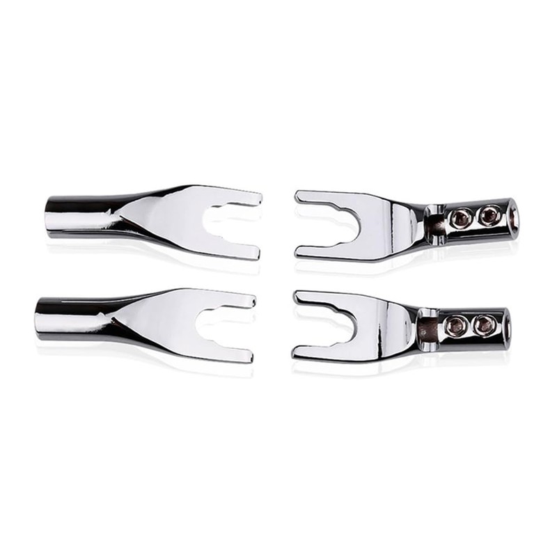 KUYIOHIFI HiFi 4pc Rhodium Plated Pure Copper Speaker Spade Connectors,