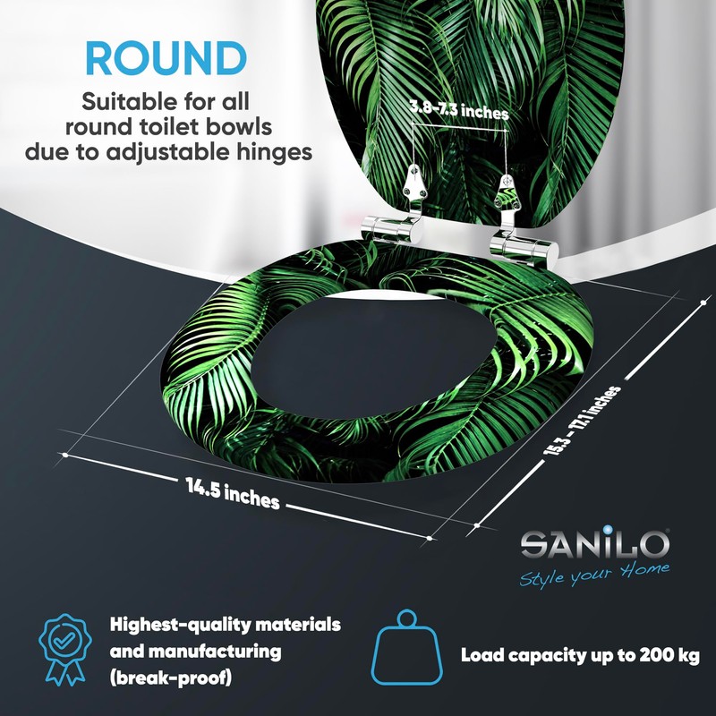 Sanilo Toilet Seat ROUND with Soft Close, Quiet and Slow