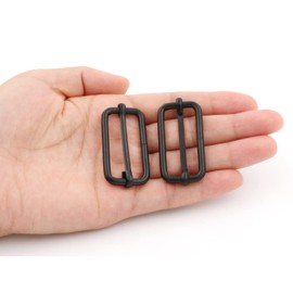 Wuuycoky Black 1.5" Inner Length Metal Sliding Bar Tri-Glides Wire-Formed Roller Pin Buckles Slider Pack of 10