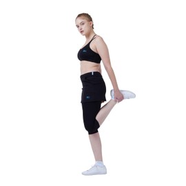 Sportkind Girls' and Women's Tennis Hockey Running 2-in-1 Skirt with Leggings, black