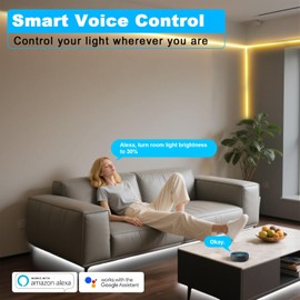 Tendist White LED Strip Lights 3000K-6500K, Smart Strip Light Alexa Compatible, 24V WiFi Flexible Tape LED with APP & RF Remote, Cabinet Lighting Self-adhesive for Room, Kitchen (Tunable White, 100ft)