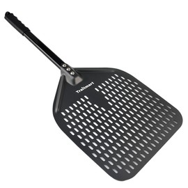 Pizza Turning Peel, Lightweight Metal Spatula for Oven, Non-Stick Turning Board with Detachable Handle for Easy Storage, Perforated Aluminium Paddle for Pizza, Bread, and Pastry