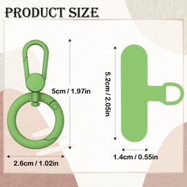 AIQIUQIU Phone Tether Tabs, Cell Phone Lanyard Pad Metal Ring Rotate 360°, Adjustable Fashion Buckle Accessories, Metal Patch, Anti-Entanglement, Matched with Various Lanyards, Matcha Green