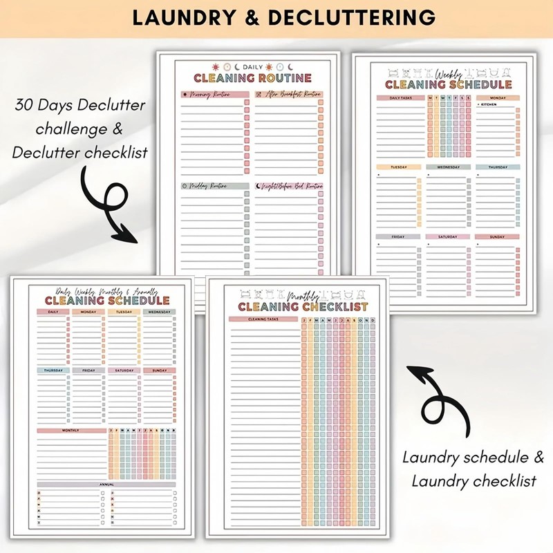 AD/HD Cleaning Planner,Bundle Household Cleaning Schedule,Cleaning Plan Schedule,Daily Weekly Monthly