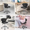 JOSTZHXIN Home Rolling Stool, PU Leather Rolling Chair with Back,