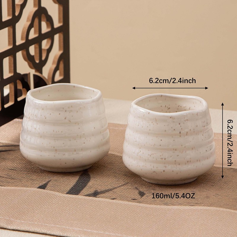 YumiPLUS 4pcs Ceramic Tea Cup Set – 160ml 5.4OZ Porcelain