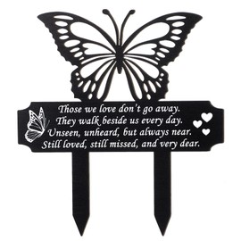 Cemetery Decorations for Grave Butterfly Memorial Grave Markers Plaque Stake Metal Memorial Sympathy Cemetery Garden Stake Decoration for Outdoors Yard (Small)