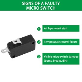 KW7-0 Micro Switch, Replacement for Air Fryer XL, Power XL, Vortex, Microswitches for Microwave Oven & Induction Cooker - Normally Open, 16A 125V/250V, 2Pins 1NO 1NC