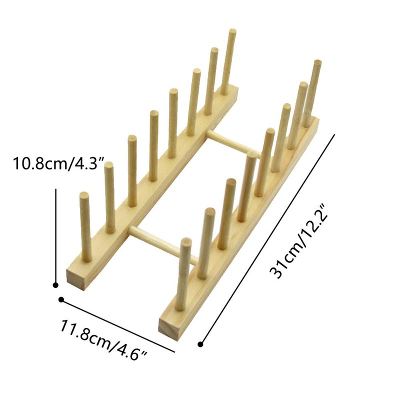 SunnyZoo 7 Slot Wooden Dish Rack Plates Holder Kitchen Storage