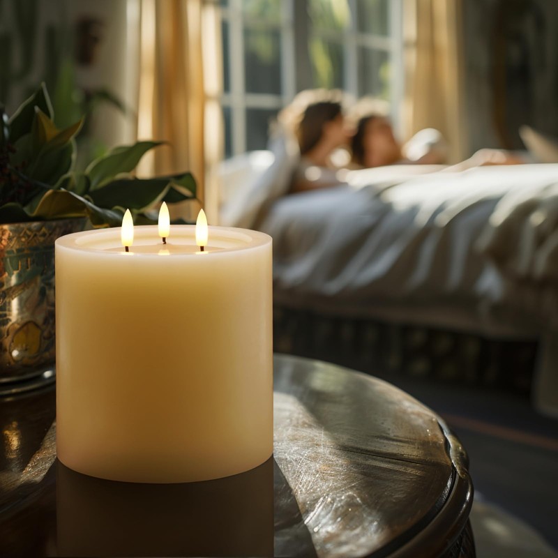 Amagic 3 Wicks Extra Large Flameless Candles, Battery Operated Candles