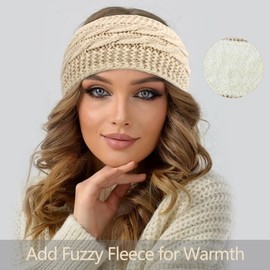TOBATOBA 6 Pack Winter Headbands for Women Fuzzy Fleece Lined Ear Warmers Headband Thick Knit Ear Muffs for Winter Accessories Ear Covers Cold Weather Christmas Gift Stocking Stuffers for Women