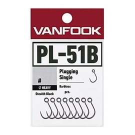 Vanfook PL-51B Plugging, Single Heavy Barbless, Pack of 12, Stealth Black #10