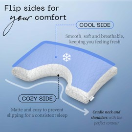 Coop Home Goods Cool Side Cut-Out Pillow Case, Queen Size Cooling Pillow Cases for Hot Sleepers, Two-Sided Pillow Covers, Cozy Side & Cool Side, Ultra Soft Lulltra Cool Technology