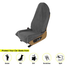 VSHIELD Waterproof Towel Car Seat Cover, Sweatproof Non-Slip Seat Protector, Universal Fit for Front Bucket or Rear Bench Seat of Cars, SUVs, Vans, Trucks, Compatible with Airbags and Armrests