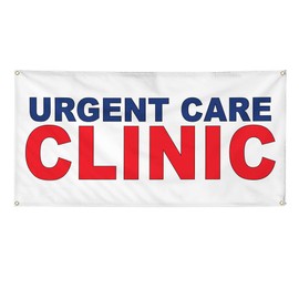 Vinyl Banner Multiple Sizes Urgent Care Clinic Blue Red Health Care Outdoor Weatherproof Industrial Yard Signs 4 Grommets 24x48Inches