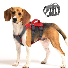 Beirui Escape Proof Dog Harness for Small Medium Large Dogs, Reflective Dog Harness No Pull with Padded Handle, Waterproof Dog Harness for Daily Walking Training (Red,Chest 16-31'')