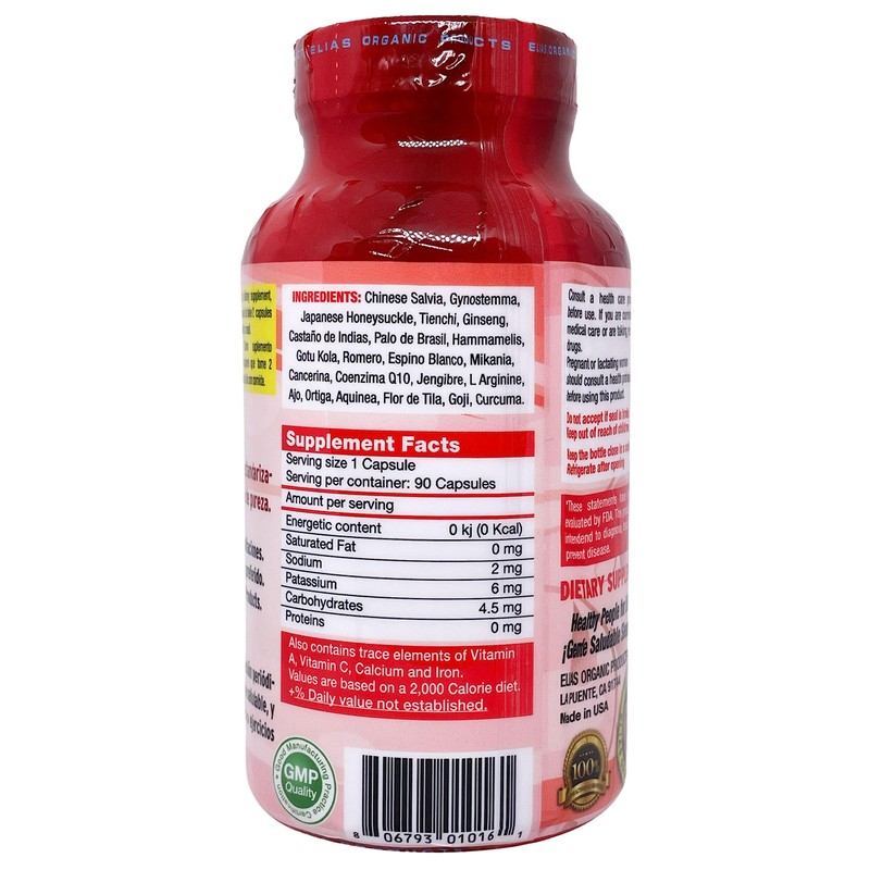 Elias Organic Products Presion Alta Chinese Salvia Gynostemma AJO Castno