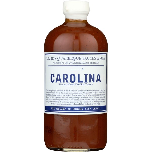 Lillie's Q - Carolina Barbeque Sauce, Gourmet Carolina Sauce, Tangy BBQ Sauce with Tomato Vinegar, All-Natural Ingredients, Made with Gluten-Free Ingredients (20 oz)