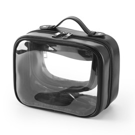 CANBOX TSA Approved Toiletry Bag, Clear Makeup Bags for Liquids Toiletries, Cosmetic Bag Organizer, Carry On Liquids Bag Travel Accessories Essentials, Black