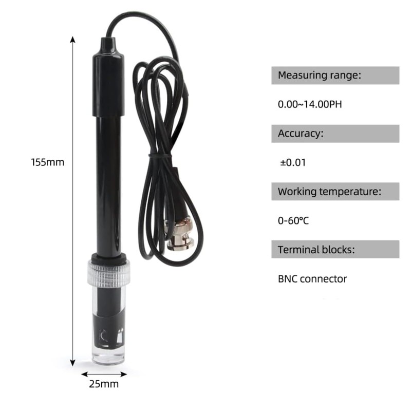 PH Electrode Probe, 0-14 PH Probe Electrode BNC PH Electrode