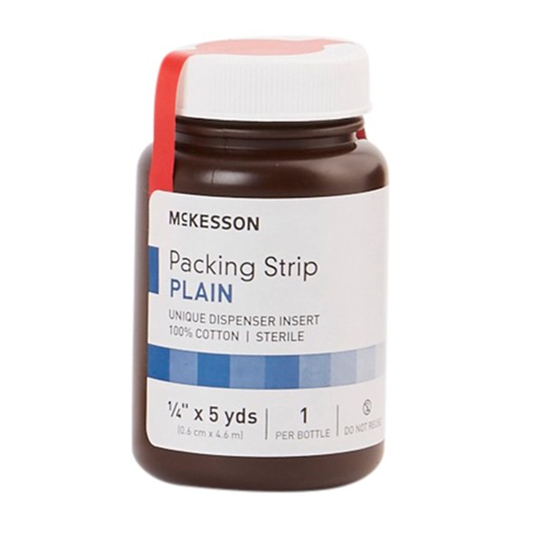 McKesson Packing Strip, Sterile, Plain, 100% Cotton, 1/4 in x 5 yds, 1 Count