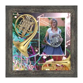 Crossroads Collections French Horn, Marching Band, French Horn Gifts for Her Picture Frame, 10X10 3510 - Charcoal w/ Cut Out