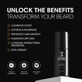 LORD OF THE BEARDS Essence Of Man, Smoky Vanilla and English Oud Scented Beard Oil for Men – Premium Beard Care with Organic Jojoba, Coconut and Argan Oils – Vegan-Friendly Beard Growth Oil